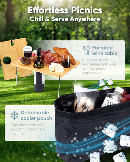 PL Harmony Picnic Backpack for 2 - All-in-One for Couples [with Picnic Blanket & Portable Wine Table] - Waterproof 32L - Insulated Picnic Set - Cooler Pouch & Wine Holder - Dating, Outdoor & Camping