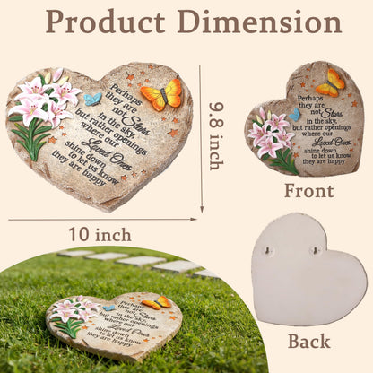 Memorial Garden Stone with Heartfelt Quote, 10 inch Garden Stepping Stones, Resin Memorial Plaques for Outdoors, Garden Stones in Memory of Loved One Gifts for Grave, Garden, Patio, Home