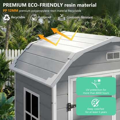 6 x 4.5 ft Outdoor Storage Shed, Garden Shed with Lockable Door & Sloped Roof Sheds Outdoor Storage, Waterproof Storage Shed with Floor Suitable for Patios,Gardens, Backyards and Construction Sites