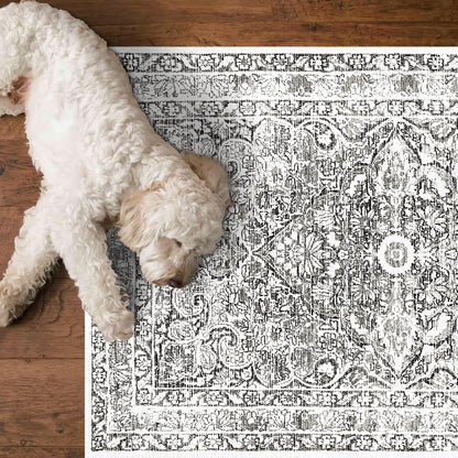 2x6 Hallway Washable Runner Rug : Vintage Soft Kitchen Bathroom Laundry Runner Non Slip Backing Farmhouse Entryway Floor Mat Stain Resistant Carpet for Bedroom Living Room Distressd Beside Rug(Gray)