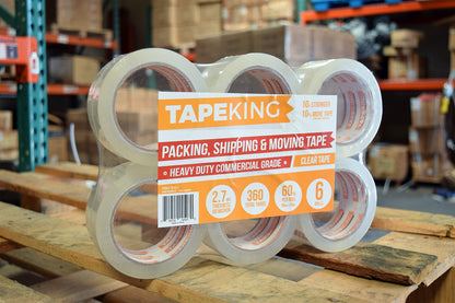 Tape King Clear Packing Tape - 60 Yards Per Roll (Pack of 6 Rolls) - Stronger & Thicker 2.7mil, Heavy Duty Adhesive Industrial Depot Tapes for Moving Packaging Shipping, Office & Storage