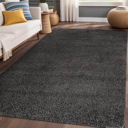 Luul Home Non Slip Solid Area Rug Dark Gray 3x5 Rubber Back Soft Rugs for Living Room Kitchen Bedroom and Hallway Stain Resistant Washable Easy Cleaning Non Shedding Carpet Dark Gray 3 x 5