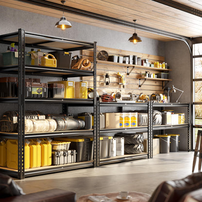 DurayLoly 72" H Garage Shelving, 5 Tier Storage Shelves Load 2500 lbs, Adjustable Garage Shelves, Metal Shelving Unit for Warehouse, Basement, Pantry, 40" Wx 16" D x 72" H, Black