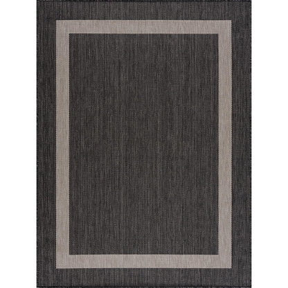 CAMILSON Outdoor Rug 10x14, Large Modern Outside Rugs for Patios Porches Waterproof Durable Washable Non-Shedding, Easy-to-Clean Indoor Outdoor Area Carpet (10 x 14, Bordered - Dark Gray/Light Gray)