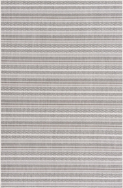 Unique Loom Outdoor Striped Collection Area Rug - Maia (5' 3" x 8' Rectangle, Beige/Ivory)