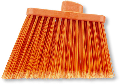SPARTA Plastic Broom Head, Angled, Flagged for Small Debris Indoor, Outdoor, Home, Restaurant, Lobby, Office, 12 Inches, Orange