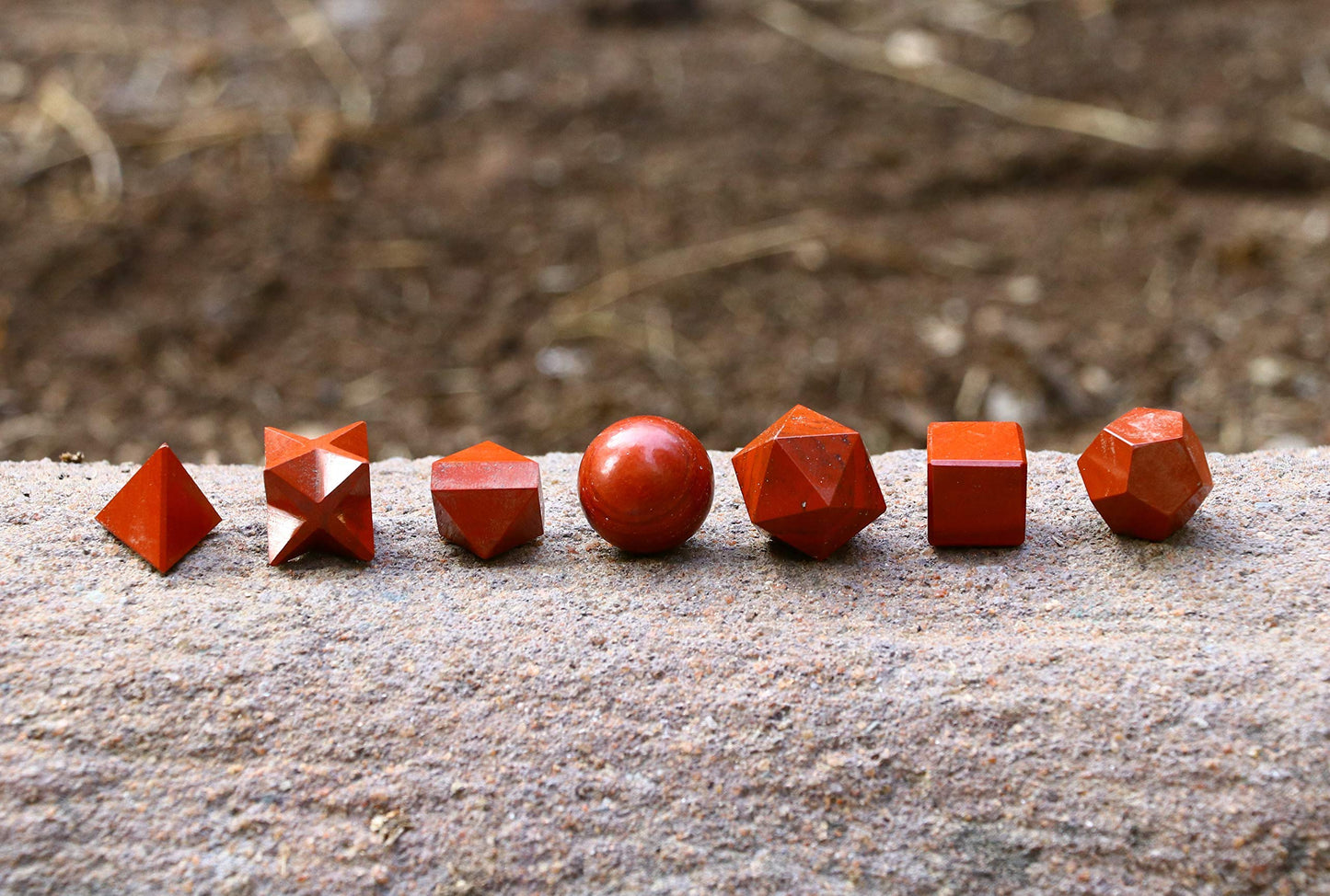 Crocon Red Jasper 7Pcs Platonic Solids Crystal Geometry Set, Platonic Solids Sacred Geometric Stones for Meditation Reiki Balancing Healing Chakra Stone Cleansing Spiritual Good Luck (15-20 mm)