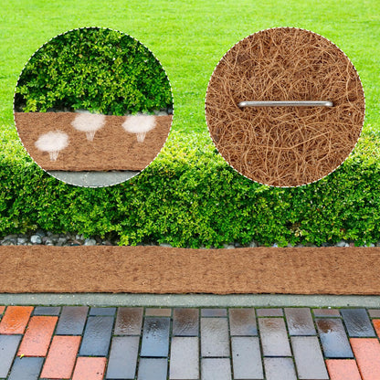 Timgle 2 Pcs 120" x 6.3" Natural Coconut Fiber Liner Mulch Roll, Coir Liner Garden Weed Barrier Mat with 30 U-Shaped Steel Stakes for Landscaping, Garden Edging Border, Planters, Vegetables & Flowers