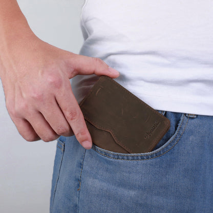 RFID Blocking Slim Wallet for Men | Thin Bifold Credit Card Holder Wallet | Mens Wallet Slim Business Card Case | Minimalist Front Pocket wallet with Gift Box (Genuine Full Grain Soft Leather)
