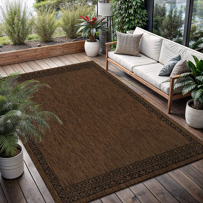 Washable Outdoor Rug 5x7 Modern Area Rugs Outdoor Carpets Bordered Pattern Non Shedding Waterproof Easy Clean Patio Deck Porch Living Room Bedroom Garden RV (5 X 7 Gold)