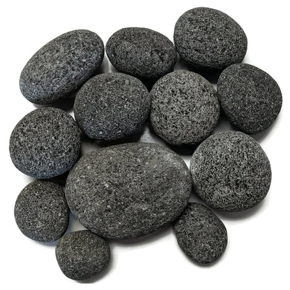 Midwest Hearth Natural Tumbled Lava Stones for Gas Fire Pit and Fireplace | Extra Large (3"–5") | Smooth Round Volcanic Rock | 10 Lbs