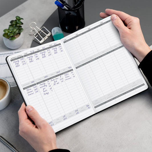 Clever Fox Income & Expense Tracker – Accounting & Bookkeeping Ledger Book for Small Business – 1-Year Record Notebook, A5 (Black)