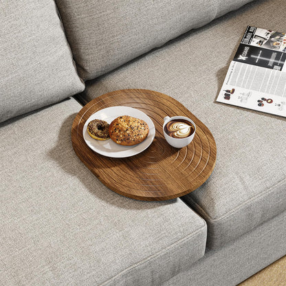 Asgolion Couch Tray Insert for Middle, 15.75"x12.6" Wood Sofa Tray, Folding Couch Armrest Table Fit Armless Couch/Sectional, for Drink Snacks Phone Remote Holder, Walnut