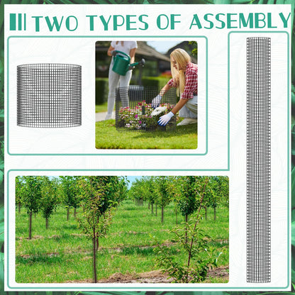 UJG 6PCS 48'' Metal Tree Protectors from Deer, Mesh Tree Bark Protector Guard from Deer, Tree Cages for Deer, Tree Trunk Protector to Protect Bark from Deer Mowers with Zip Ties & Metal Stakes