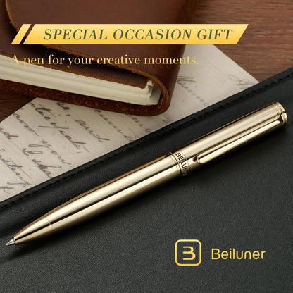BEILUNER Gold Gel Pen, Stunning Luxury Pens with 24K Gold Plating, Black Ink Refill, Executive Gift Set for Family & Friends, Writing, Fancy, Office, Retractable, Graduation Gifts, Nice Designer Pens