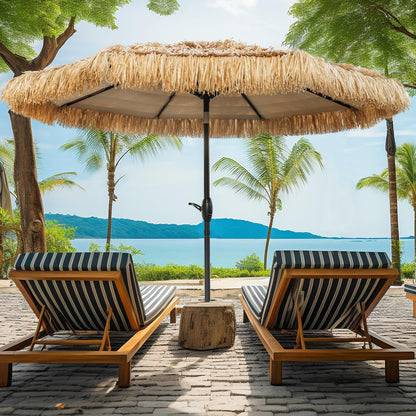 CBFULLRES 8FT Tiki Umbrella, Patio Umbrella Thatched Umbrella Outdoor Patio, Upgrade with UPF 50+, Tiki Beach Umbrellas with Zinc Alloy Push Button Tilt and for Pool Backyard
