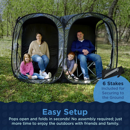 WeatherPod® Side-by-Side™ 2-4 Person Pop-Up Sports Tent Pod - The Original Shark Tank Instant Setup All-Weather Pod Shelter for Outdoor Sports, Rain, Wind & Cold