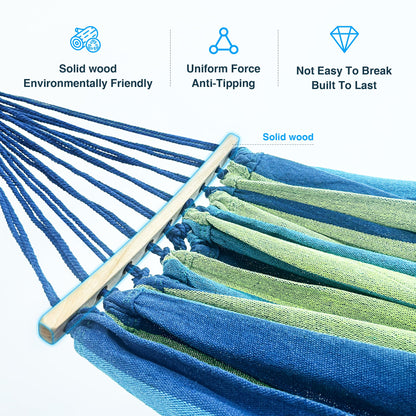 ANAGOO Double Hammock, Heavy Duty Portable, 500 lb Weight Capacity, Perfect for Both Indoors and Outdoors, 2 Person Hammock with Carrying Bag, Wide Blue