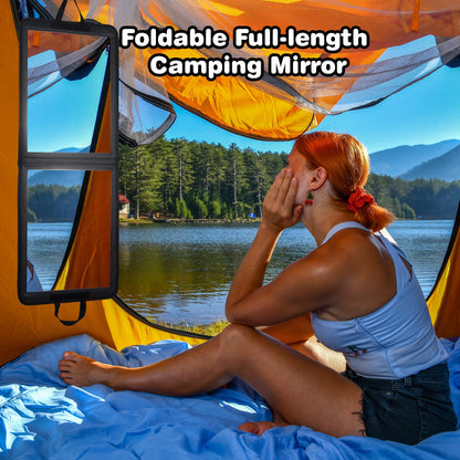 LPHUMEX Foldable Full Length Dance Mirror – 33” Portable Shatterproof Hanging Mirror, Folding Full Length Travel Mirror for Dancing, Camping, RV