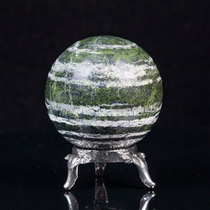 Crocon 45mm Swiss Opal Stone Sphere Ball with Metal Stand 1400+ Carats Gemstone Ball Healing Sphere Sculpture Figurine for Fengshui Divination Home Decoration Photography Crystal Sphere