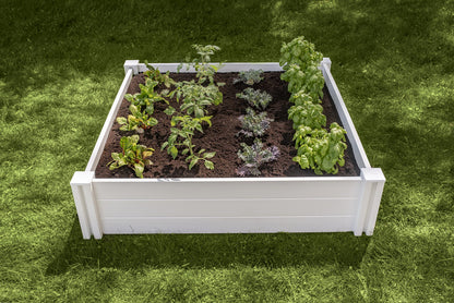 Vita Classic 4 Foot x 4 Foot x 11 inch White Vinyl Raised Modular Garden Bed, White, PVC, BPA and Pthalate Free, VT17108