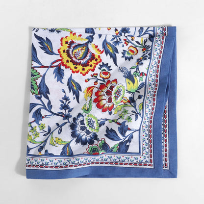 Fingercraft Cloth Napkins, Set of 12 Cotton Linen Blend Printed Dinner Napkins Cloth Mitered Corner Perfect for Parties Dinners Weddings Cocktail Christmas 20x20 Blue Floral