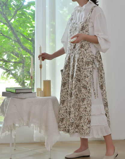 TXLFRO Pulreiush Floral Cotton Waterproof Adult Kitchen Apron Adjustable Cooking Baking Garden Chef Apron with Pocket