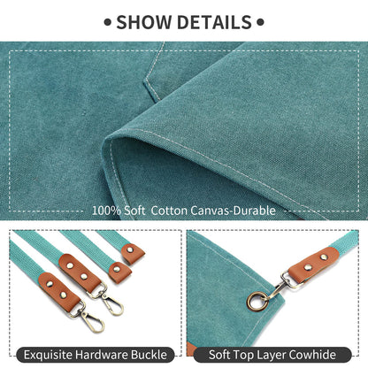 ZOMAO Chef Apron, Cotton Canvas Gardening Apron with Large Pockets for Men and Women,Kitchen Cooking Baking Bib Heavy Duty Adjustable Garden Apron