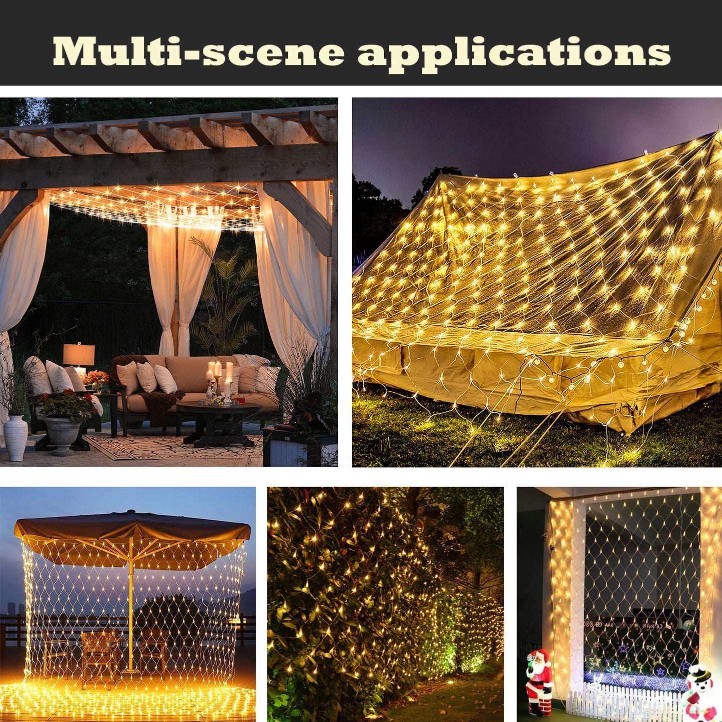 Eueasy LED Lights Outdoor Fairy Lights Chandelier - 270L Gazebo Net Lights with 8 Lighting Modes, 10×10 FT Chandelier for Pergolas，Wedding, Bush, Christmas