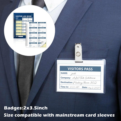 3 Pack of 1500 Visitor Badges Registry Log with Carbonless Copy 2-Part Letter Size Visitor Log Book Spiral-Bound Self Visitor Badges Guest Register Book for Business or School (3)