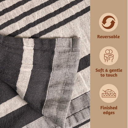 Folkulture Throw Blanket for Couch 50" x 60" |100% Recycled Cotton Couch Chritmas Throw Blanket for Chair, Boho Throws Blankets for Bed,Sofa, Lightweight| Guest Room Must Haves Blanket | Steel Gray