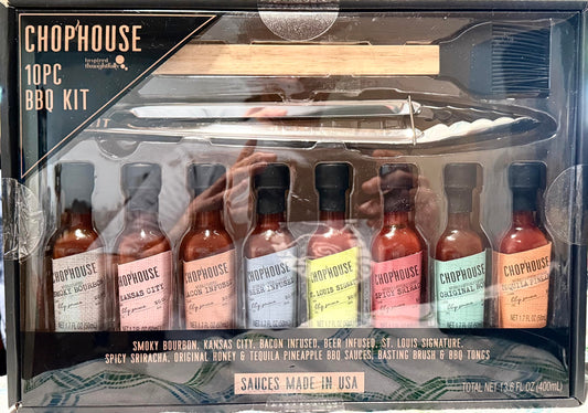 Chophouse BBQ Sauce Gift Set by Thoughtfully – 8 Gourmet BBQ Sauces + Stainless Steel Tongs & Basting Brush – Sweet, Spicy & Smoky Flavors for Grilling