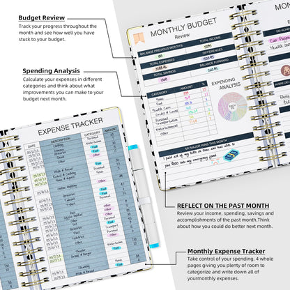 Ospelelf Budget Planner - Budget Book with Bill Organizer and Expense Tracker, 12 Month undated Budget Planner/Account Book to Take Control of Your Money, Start Anytime(Polka dots)