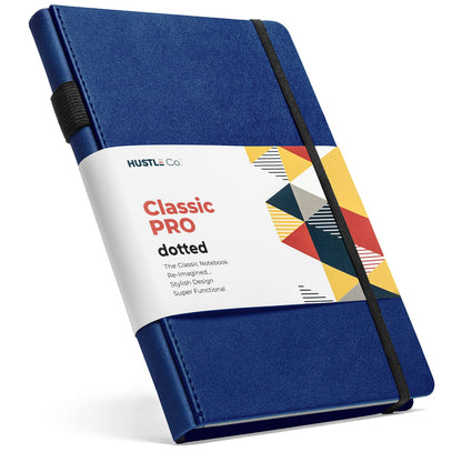 Thick Dotted Journal - A5 Hardcover Bullet Notebook Journals - Premium 120 GSM Ink-Proof Paper with 5mm Dot Grid, Page Numbers, Pen Holder, Pocket and Ruler - Dot Notebooks for Men and Women