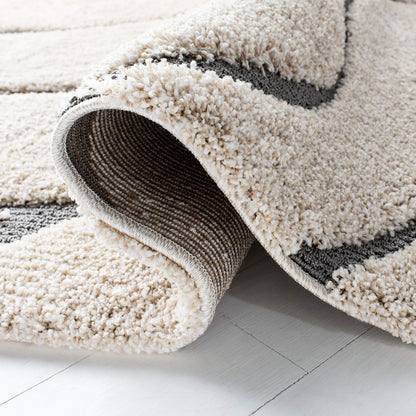 SAFAVIEH Florida Shag Collection Accent Rug - 2'3" x 5', Cream & Grey, Non-Shedding & Easy Care, 1.2-inch Thick Ideal for High Traffic Areas in Entryway, Living Room, Bedroom (SG471-1180)