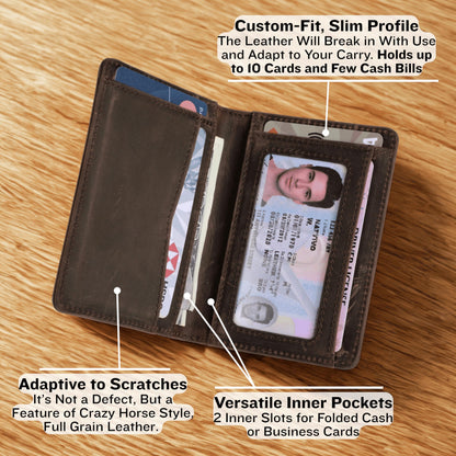 RFID Blocking Slim Wallet for Men | Thin Bifold Credit Card Holder Wallet | Mens Wallet Slim Business Card Case | Minimalist Front Pocket wallet with Gift Box (Genuine Full Grain Soft Leather)