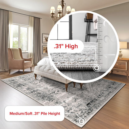 Nuloom Madisson Grey/Ivory, 5' x 8', Vintage Medallion, Recycled Materials, Soft and Cozy, High Traffic, Stain Resistant, Easy Clean, Durable Area Rug for Bedroom, Living Room, Dining, Entryway