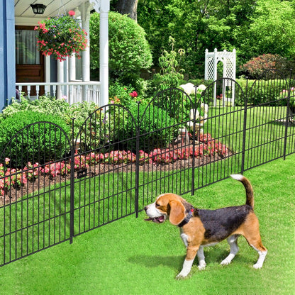 ADAVIN Garden Fence Animal Barrier with Gate 32 in(H)×35 Ft(L) 16 Panels,Rustproof Metal Wire Tall Fencing Border for Dogs Rabbits,Outdoor no dig pet Fences,Black Flower Edging for Yard,Arched