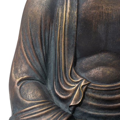 Glitzhome 22.75-inch Zen Meditation Buddha Garden Statue, Bronze Large Indoor and Outdoor Sculpture, Hand-Finished MGO & Fiberglass Decor for Home Patio Yard