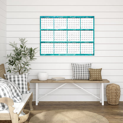 SwiftGlimpse 2026 Wall Calendar, 24" x 36" Designer Series, Large, Erasable, Yearly Wall Planner (Cool Water)