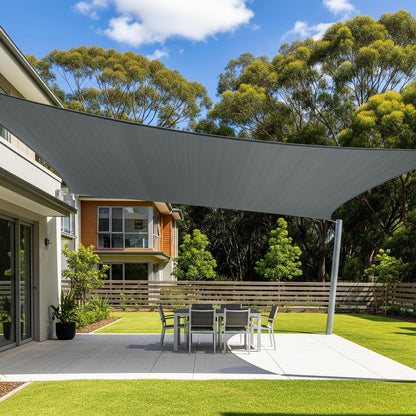 Cool Area Sun Shade Sail 12x16FT Rectangle Shade Canopy Outdoor Sunshade for Patio Backyard Garden, Dark Grey