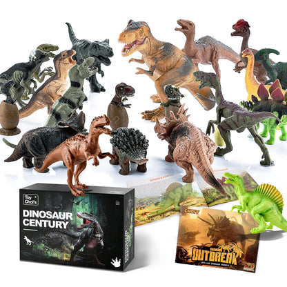 Dinosaur Toys for Toddlers and Kids 3-5 5-7 - Dinosaur Figures 20 Packs Playset with Educational Book, Toy for 3 4 5 6 7 8 Year Old Boys - Plastic Dinosaurs with Dino Eggs Birthday Party Gift