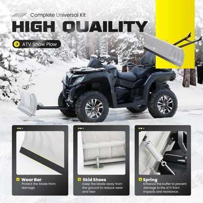 ECOTRIC ATV Snow Plow Blade Adjustable 48" Complete Universal Kit Compatible with Honda Kawasaki Polaris (You Will Receive 2 Packages)