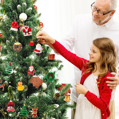 Mini Christmas Ornaments, Sooez Set of 24 Cute Miniature Resin Christmas Tree Ornament Figures Advent Calendar Fillers, Durable & Well-Crafted 3-D Figurines with Gold Loops for Easy Hanging