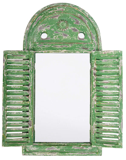 Esschert Design WD12 Mirror Louvre Distressed, Green Finish