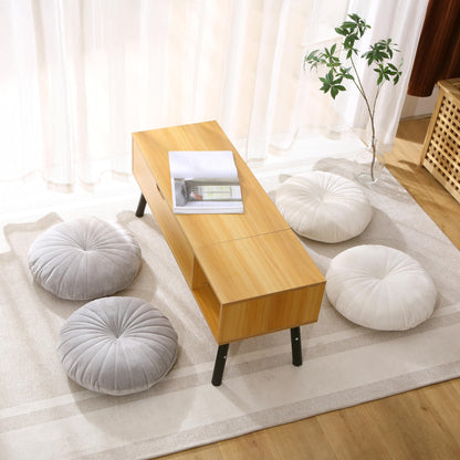 STRWARD Floor Pillow Meditation Cushion Round Large Floor Pillows Seating for Adults, Velvet Thick Floor Cushions for Yoga Living Room Balcony Outdoor Tatami（Beige）