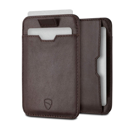 Vaultskin CHELSEA Mens RFID Blocking Slim Leather Card Wallet - Minimalist Front Pocket Cardholder in Brown