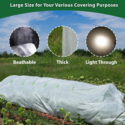Hyxanons 10 * 50FT Plant Covers Freeze Protection, 1.06 oz/yd² Large Thick Floating Row Cover Fabric for Winter Frost Protection, White Blanket Cloth for Outdoor Garden Vegetables in Cold Weather