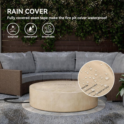 COSIEST 2-Piece Outdoor Propane Firepit Table Set w Tank Table, 42 inch Dark Fire Table Certified, 50,000 BTU w Bronze Round Base,Wind Guard and 16 inches Tank Side Table 20lb for Garden,Pool