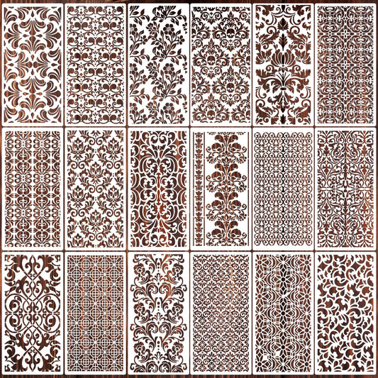 Damask Stencils for Crafts Reusable Texture Stencils Mixed Media Stencil Background Drawing Templates for Painting on Wood Wall Fabrics Crafts Furniture